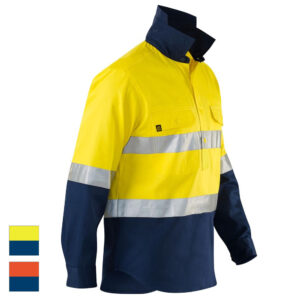 ELEVEN Workwear Evolution Spliced Hi-Vis 3M™ 'Hoop' Taped Closed Front Drill Shirt