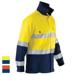 ELEVEN Workwear AEROCOOL Spliced Hi-Vis Bio-Motion 3M™ 'Hoop' Taped Cotton Drill Shirt