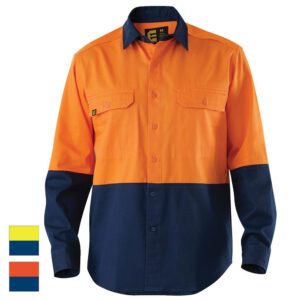 ELEVEN Workwear AEROCOOL Spliced Hi-Vis Feather Drill Shirt